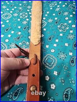 Cobra Bianchi Cobra #70 White Stitched Tooled Sheep Backed Leather Rifle Sling