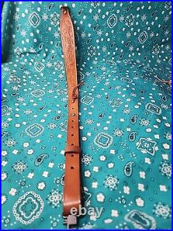 Cobra Bianchi Cobra #70 White Stitched Tooled Sheep Backed Leather Rifle Sling