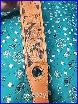 Cobra Bianchi Cobra Grande #74 Stitched Tooled Sheep Backed Leather Rifle Sling