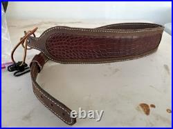 Cobra Head Style 42in Rifle Shotgun Sling With Alligator Inlay Burgundy Color