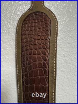 Cobra Head Style 42in Rifle Shotgun Sling With Alligator Inlay Burgundy Color