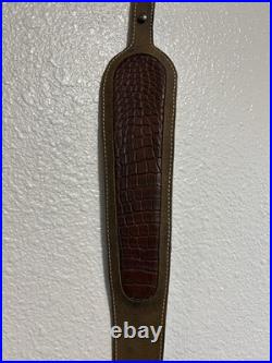 Cobra Head Style 42in Rifle Shotgun Sling With Alligator Inlay Burgundy Color