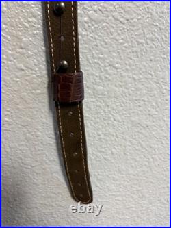 Cobra Head Style 42in Rifle Shotgun Sling With Alligator Inlay Burgundy Color