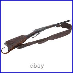 Coffee Leather Rifle Carry Sling with Non-slip Cheek Rest Cover Hunting Set