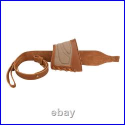 Combo of Canvas Leather Rifle Recoil Cover Buttstock with Gun Sling + Swivels