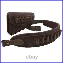 Combo of Leather Hunting Gun Cheek Rest with Matched Sling for. 45-70.22MAG 12GA