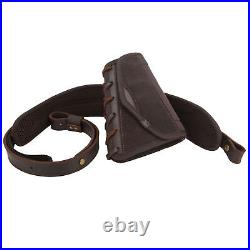 Combo of Leather Hunting Gun Cheek Rest with Matched Sling for. 45-70.22MAG 12GA