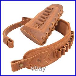 Combo of Leather Rifle Cheek Rest with Ammo Holder Sling for. 30-06.22 12GA. 30-30