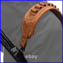 Combo of Leather Rifle Cheek Rest with Ammo Holder Sling for. 30-06.22 12GA. 30-30