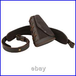 Combo of Leather Rifle Cheek Rest with Gun Sling Strap for. 308.22LR 12GA. 30-30