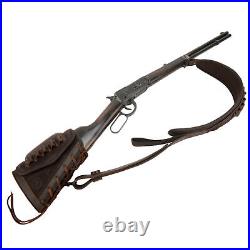 Combo of Leather Rifle Cheek Rest with Gun Sling Strap for. 308.22LR 12GA. 30-30