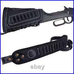 Combo of Leather Rifle/ Shotgun Magazine Pouch with Sling Straps. 357.30-06 12GA