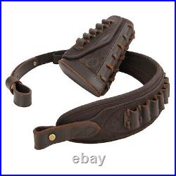 Combo of Leather Suede Rifle Buttstock, Gun Sling Strap for. 308.22LR 12GA. 357