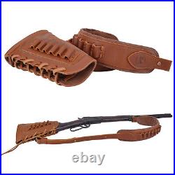 Combo of Premium Leather Gun Buttstock Gun Butt Protector+Rifle Sling Strap. 308
