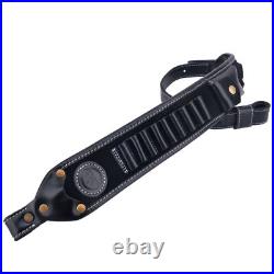 Cow Leather Ammo Cartridge Shell Holder Rifle Sling Strap Crazy Horse Black