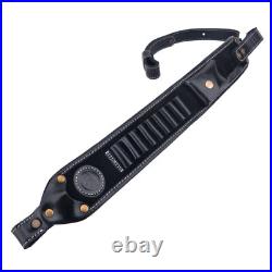 Cow Leather Ammo Cartridge Shell Holder Rifle Sling Strap Crazy Horse Black