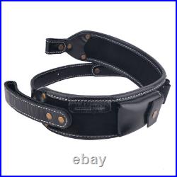 Cow Leather Ammo Cartridge Shell Holder Rifle Sling Strap Crazy Horse Black