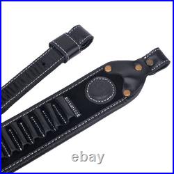 Cow Leather Ammo Cartridge Shell Holder Rifle Sling Strap Crazy Horse Black