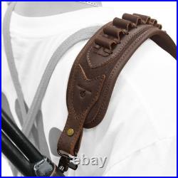 Cowhide Leather Gun Shell Holder Buttstock & Rifle Sling for. 308.45-70.357.2