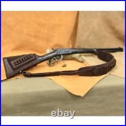 Cowhide Leather Gun Shell Holder Buttstock & Rifle Sling for. 308.45-70.357.2