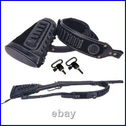 Cowhide Leather Gun Shell Holder Buttstock with Matched Rifle Sling for. 308