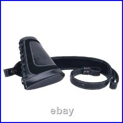 Cowhide Leather Gun Shell Holder Buttstock with Matched Rifle Sling for. 308