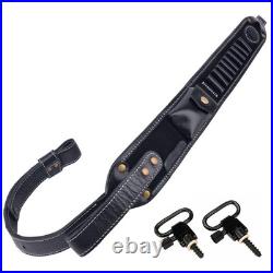 Cowhide Leather Gun Shell Holder Buttstock with Matched Rifle Sling for. 308