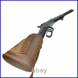 Cowhide Leather Rifle Buttstock Ammo Holder Gun Sling For. 22LR. 22MAG. 17 hmr