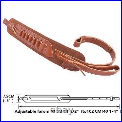 Cowhide Leather Rifle/Shotgun Sling with Shell Holder for. 308.357.45-70.22 12GA