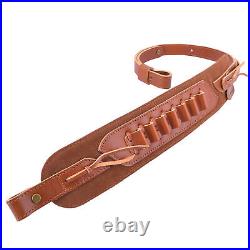 Cowhide Leather Rifle/Shotgun Sling with Shell Holder for. 308.357.45-70.22 12GA