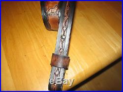 Custom Made Hand-tooled Leather Rifle Sling With Name/ Eagle And Wolf