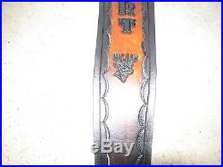 Custom Made Hand-tooled Leather Rifle Sling With Your Name And Black Deerhead