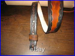 Custom Made Leather Rifle Sling With Your Name/ Duck And Deerhead Brown & Black