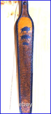 Custom leather padded rifle sling, hand stitched, made in the USA