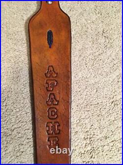 Custom leather rifle sling Apache Marked JHL hand made in the USA