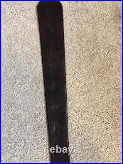 Custom leather rifle sling Ithaca marked JHL hand made in the USA