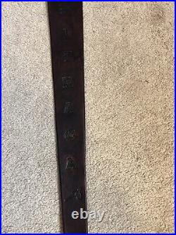 Custom leather rifle sling Ithaca marked JHL hand made in the USA