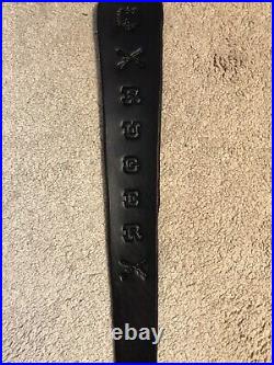 Custom leather rifle sling Ruger marked JHL hand made in the USA