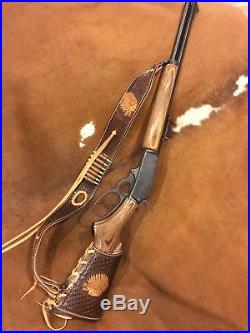 Custom leather stock wrap And Sling for a Marlin model 336 30-30 hand tooled