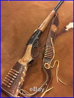 Custom leather stock wrap And Sling for a Marlin model 336 30-30 hand tooled