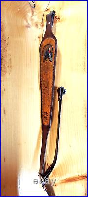 Custom made hand carved leather padded rifle sling, made in the U. S. A