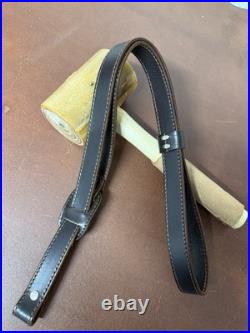 Dark Brown Handmade Leather Rifle Shoulder sling Brown Stitching