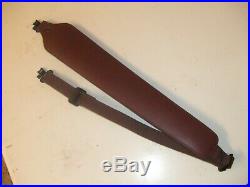 Dark Brown Leather & Padded Suede Wide Cobra Huntign Rifle Sling & Metal Swivels