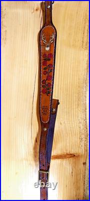 Deer Custom made leather padded rifle or shotgun sling, made in the U. S. A