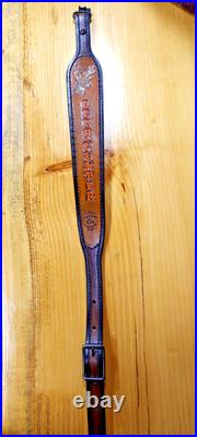 Deer Custom made leather padded rifle or shotgun sling, made in the U. S. A
