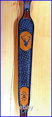 Deer Custom made leather padded rifle sling, made in the U. S. A