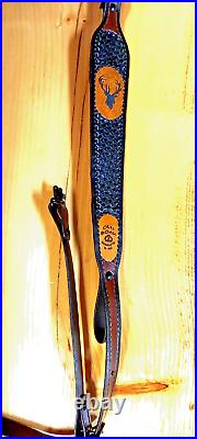 Deer Custom made leather padded rifle sling, made in the U. S. A