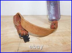 Deer Embossed Padded Leather Rifle Sling Strap With Swivels, Thumb Hole, 6/95