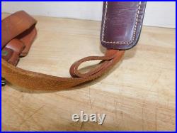 Deer Embossed Padded Leather Rifle Sling Strap With Swivels, Thumb Hole, 6/95