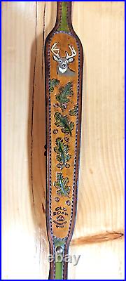 Deer custom leather hand made rifle/shotgun sling, padded, made in the U. S. A